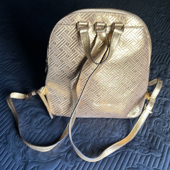 NWT Michael Kors backpack deep gold soft feeling leather 12x10 lots of pockets - Picture 2 of 7
